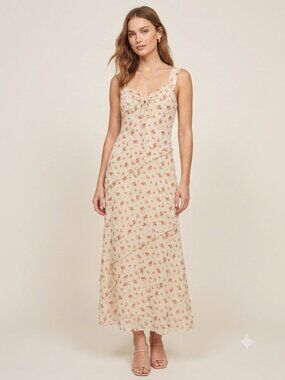 See You Monday Floral Midi Dress Cream Pink NWT M